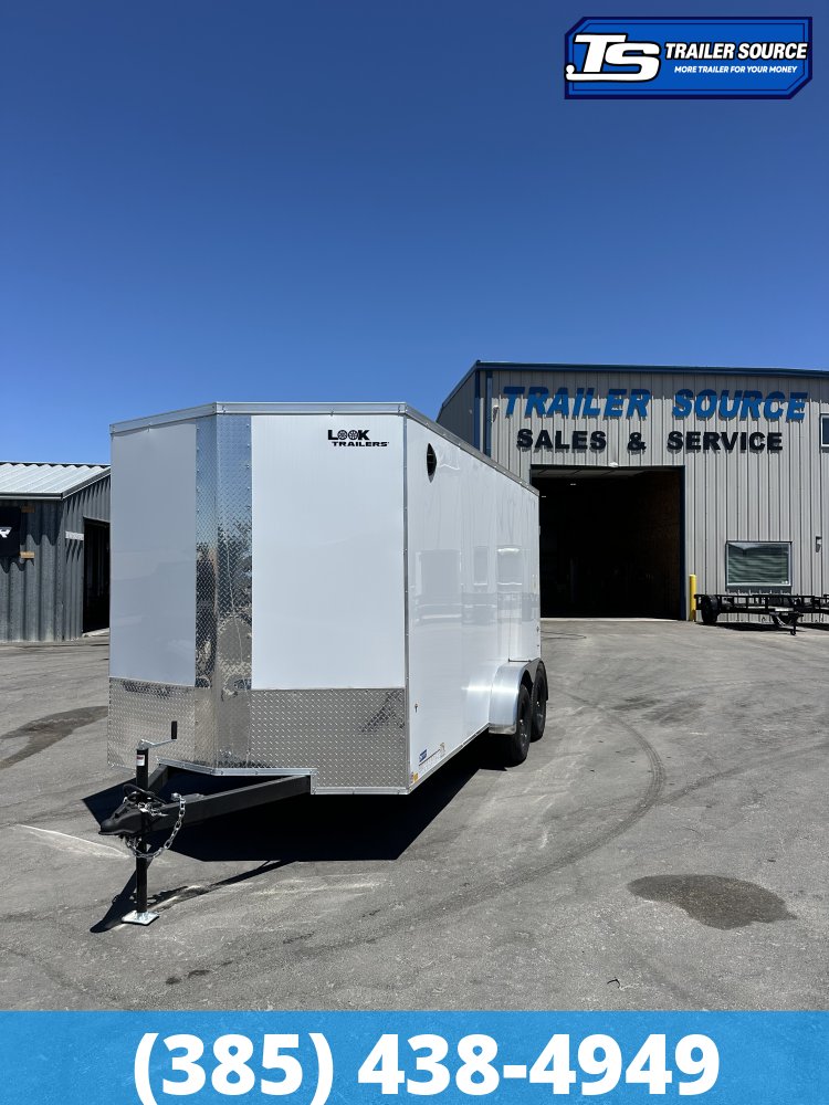 7x16 Look ST DLX Enclosed Cargo Trailer - 7'0" Interior - 3.5K GVWR - .080 PolyCor, Barn Doors, Spare Mount, Spare Tire, Translucent Roof