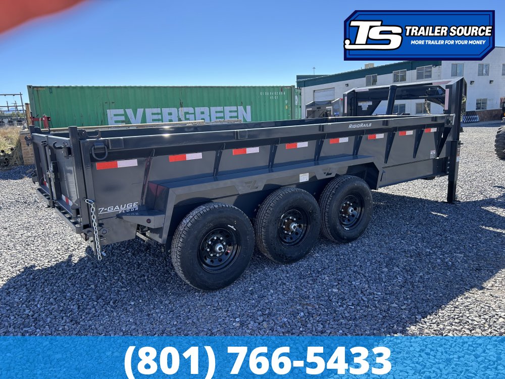 7x16 Lamar DT Gooseneck Dump Trailer - 24" Sides - 21K GVWR - Stabilizer Jacks, Telescopic