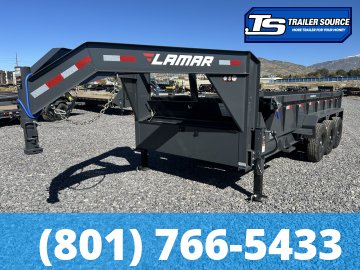 7x16 Lamar DT Gooseneck Dump Trailer - 24" Sides - 21K GVWR - Stabilizer Jacks, Telescopic