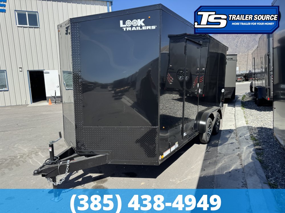 7.5x16 Look Element SE Enclosed Cargo Trailer - 7'0" Interior - 7K GVWR - .080 PolyCor, Alloy Wheels, Black Out Package, Ramp Extension, Rear Spoiler w/ Load Lights, Translucent Ro