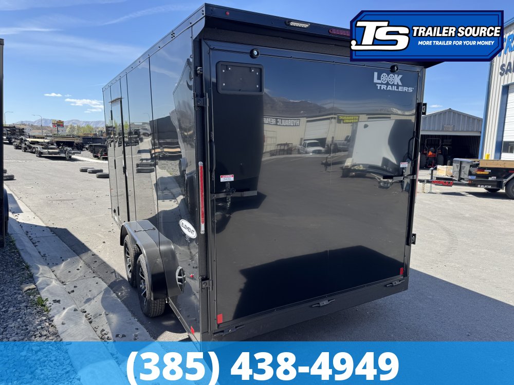 7.5x16 Look Element SE Enclosed Cargo Trailer - 7'0" Interior - 7K GVWR - .080 PolyCor, Alloy Wheels, Black Out Package, Ramp Extension, Rear Spoiler w/ Load Lights, Translucent Ro