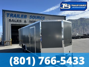 8.5x24 Wells Cargo Revv Enclosed Car Hauler Trailer - 7'0" Interior - 10K GVWR - .080 PolyCor, Alloy Wheels, Barlock on Door, Rear Spoiler w/ Load Lights