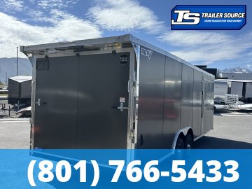 8.5x24 Wells Cargo Revv Enclosed Car Hauler Trailer - 7'0" Interior - 10K GVWR - .080 PolyCor, Alloy Wheels, Barlock on Door, Rear Spoiler w/ Load Lights