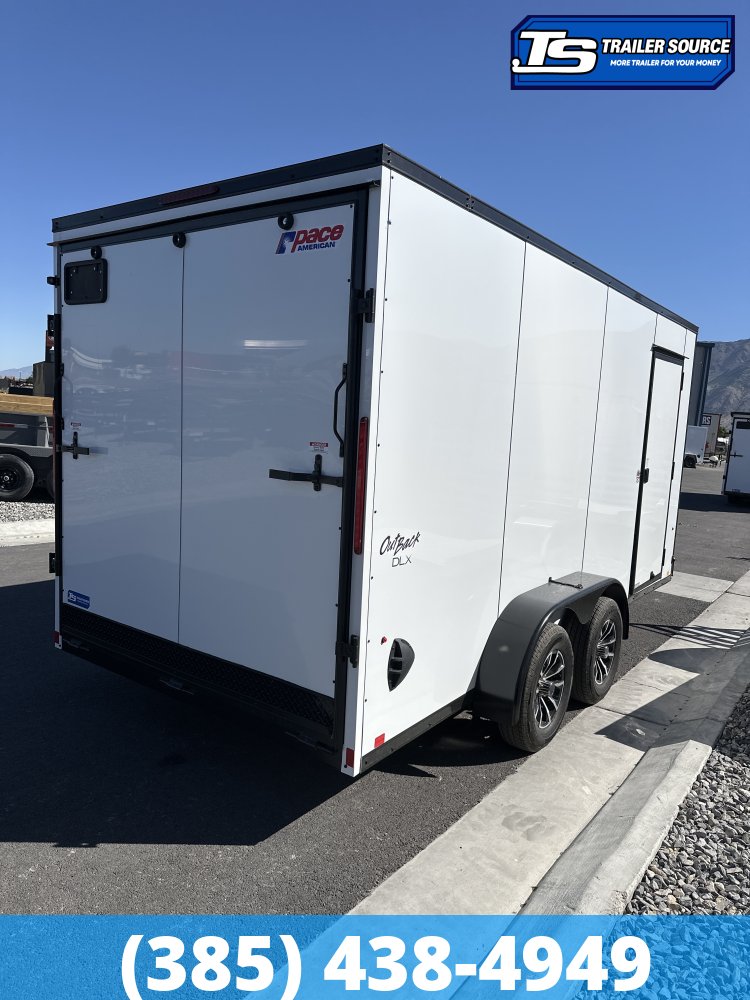 7x16 Pace American Outback DLX Enclosed Cargo Trailer - 7'0" Interior - 3.5K GVWR - .080 PolyCor, Alloy Wheels, Black Out Package