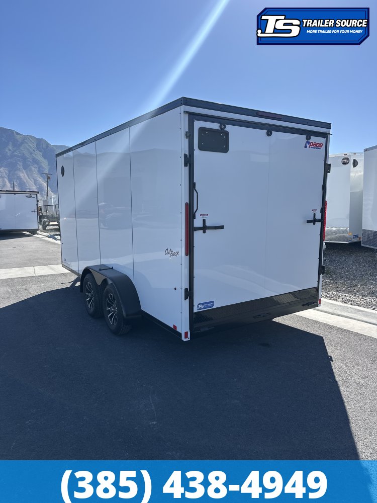 7x16 Pace American Outback DLX Enclosed Cargo Trailer - 7'0" Interior - 3.5K GVWR - .080 PolyCor, Alloy Wheels, Black Out Package