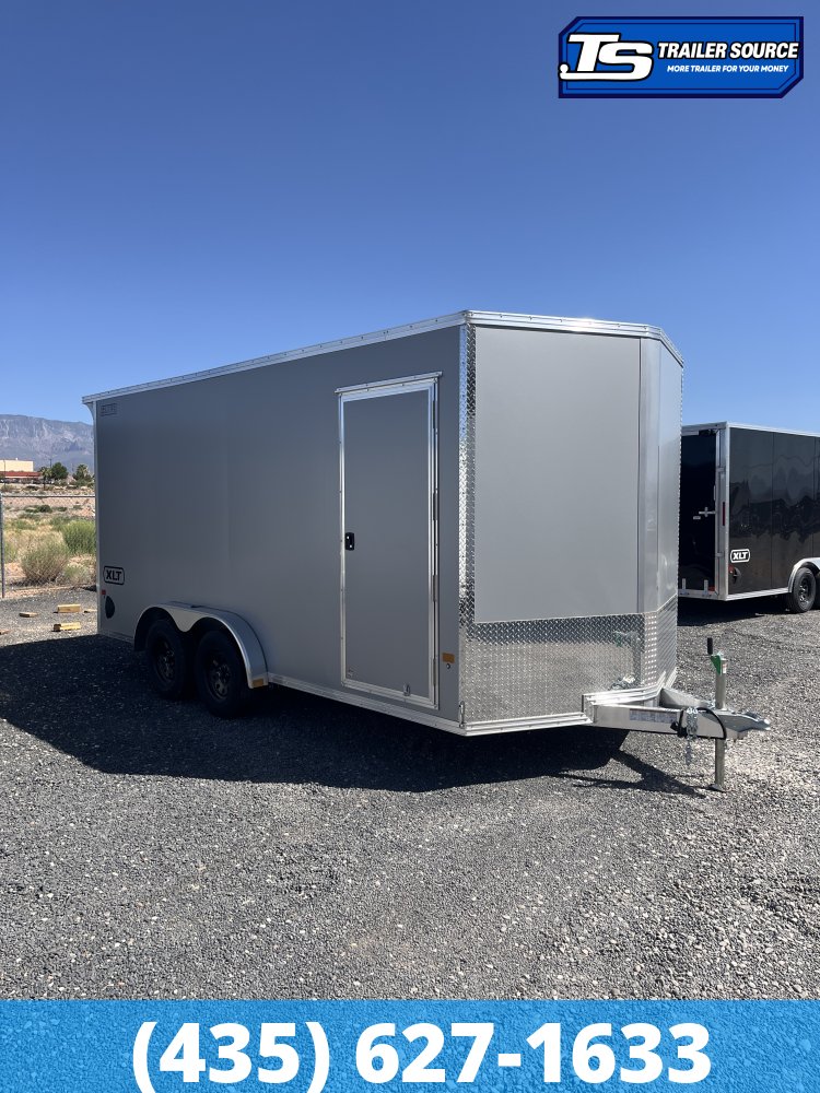 7.5x16 Alcom EZ Hauler XLT Aluminum Enclosed Cargo Trailer - 7'0" Interior - 7K GVWR - .080 PolyCor, Rear Spoiler, Translucent Roof