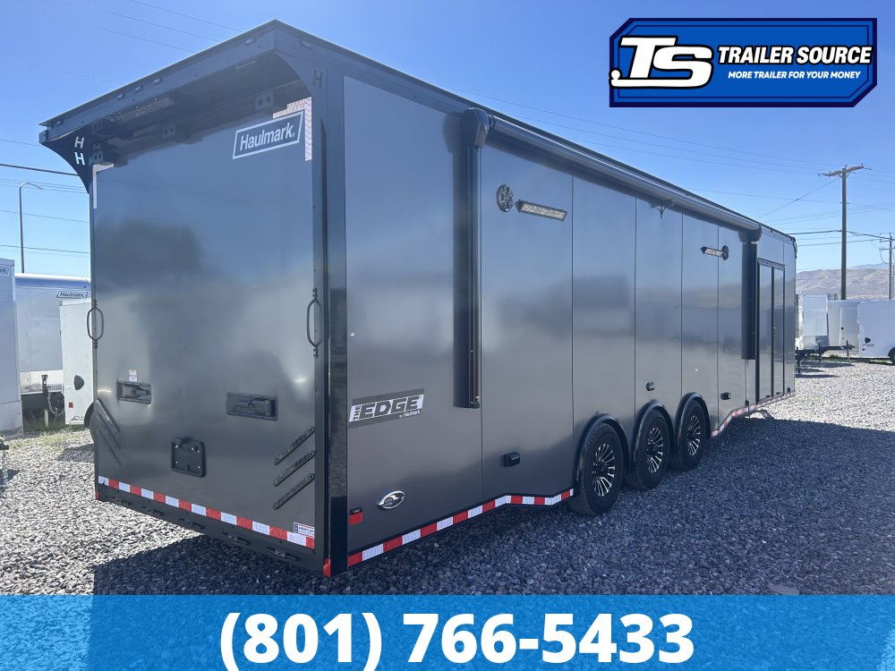 8.5x34 Haulmark Edge Turbo Pkg Enclosed Car Hauler Trailer - 7'10" Interior - 21K GVWR - Black Out Package, Power Awning