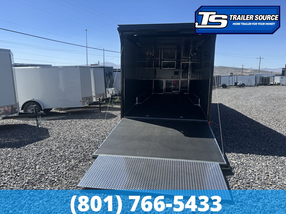 8.5x34 Haulmark Edge Turbo Pkg Enclosed Car Hauler Trailer - 7'10" Interior - 21K GVWR - Black Out Package, Power Awning