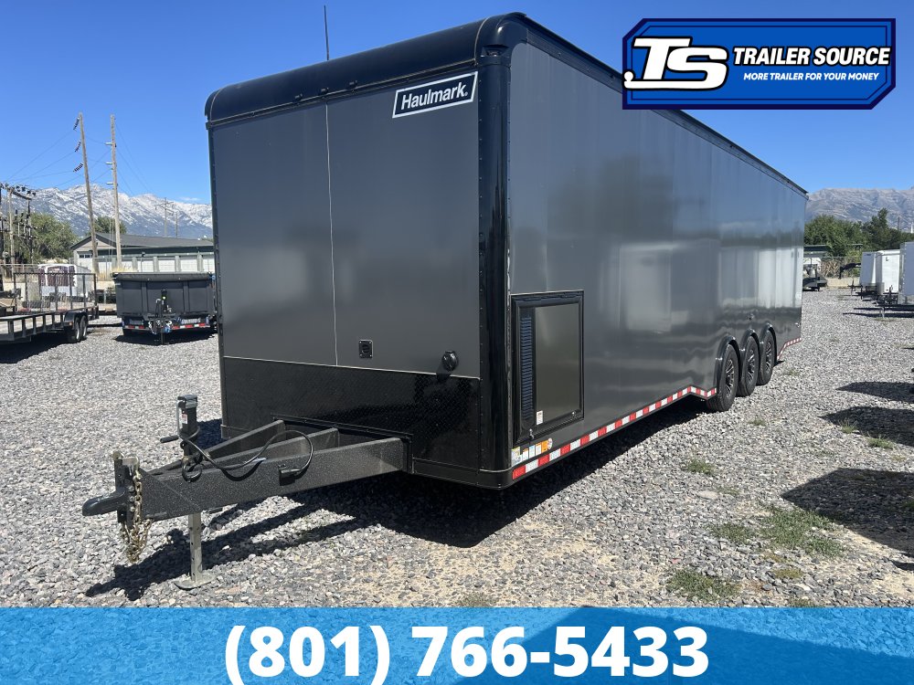 8.5x34 Haulmark Edge Turbo Pkg Enclosed Car Hauler Trailer - 7'10" Interior - 21K GVWR - Black Out Package, Power Awning