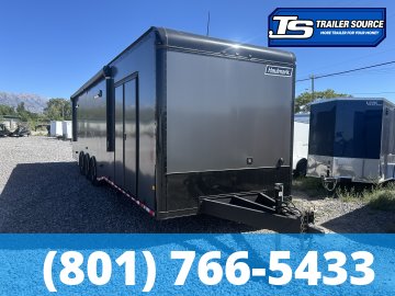 8.5x34 Haulmark Edge Turbo Pkg Enclosed Car Hauler Trailer - 7'10" Interior - 21K GVWR - Black Out Package, Power Awning