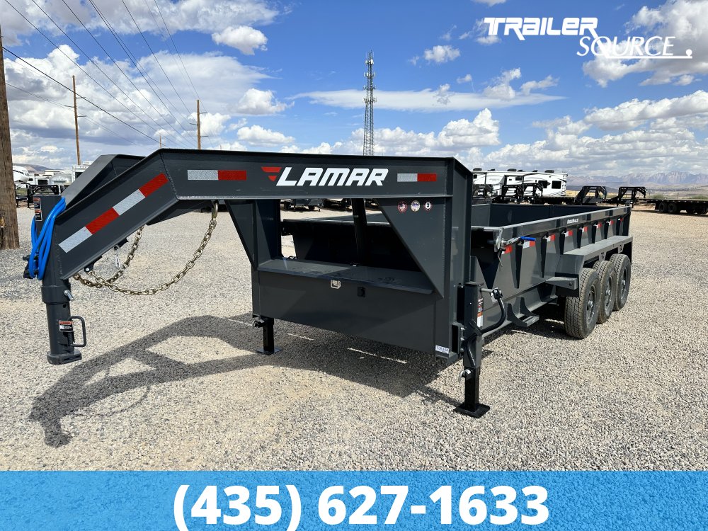 7x16 Lamar DT Telescoping Gooseneck 24" Sides 21K Dump Trailer