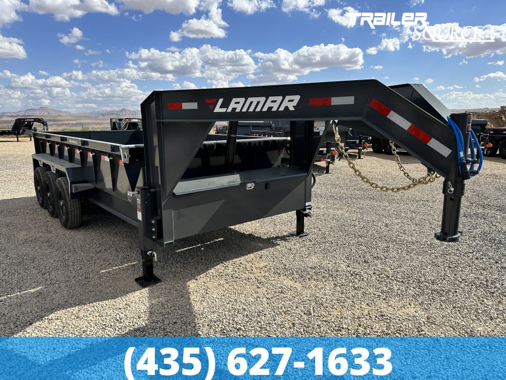 7x16 Lamar DT Telescoping Gooseneck 24" Sides 21K Dump Trailer