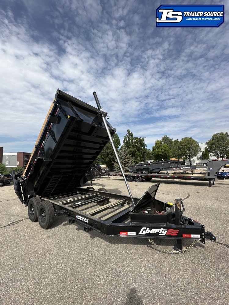 7x14 Liberty LD Dump Trailer - 44" Sides - 15.4K GVWR - 7 Gauge Floor, Board Brackets, Fork Holders, Telescopic