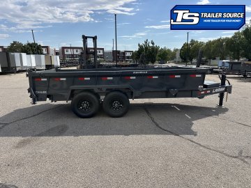 7x16 Lamar DT Dump Trailer - 24" Sides - 14K GVWR - Stabilizer Jacks, Telescopic