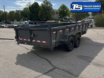 7x16 Lamar DT Dump Trailer - 24" Sides - 14K GVWR - Stabilizer Jacks, Telescopic