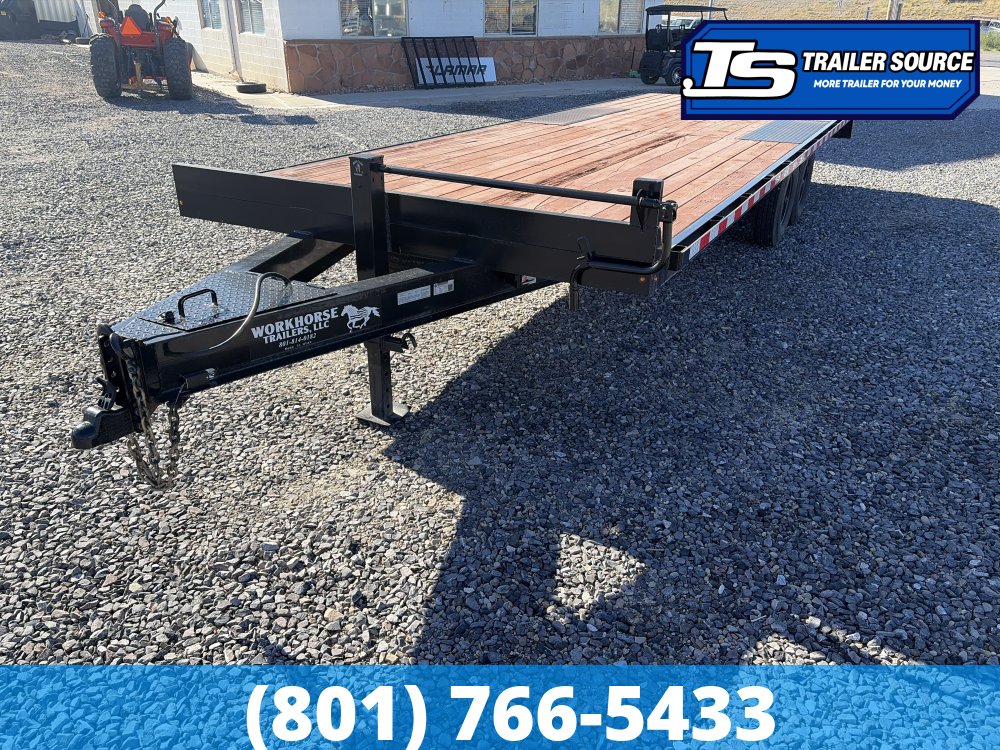 8.5x24 K&S Fabrication Deckover Equipment Trailer - 15K GVWR - Slide Out Ramps, Spare Tire