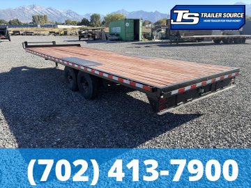 8.5x24 K&S Fabrication Deckover Equipment Trailer - 15K GVWR - Slide Out Ramps, Spare Tire