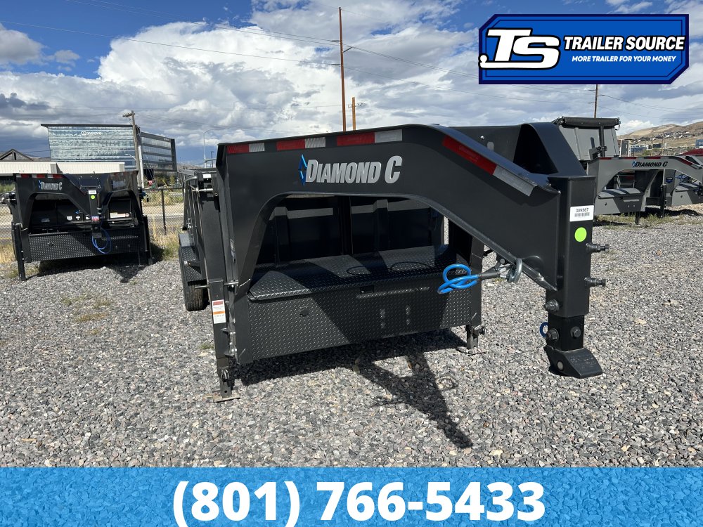 7x16 Diamond C LPT-GN 210 Gooseneck Dump Trailer - 44" Sides - 23K GVWR - 18 Ply Tires, Long Arm Tarp