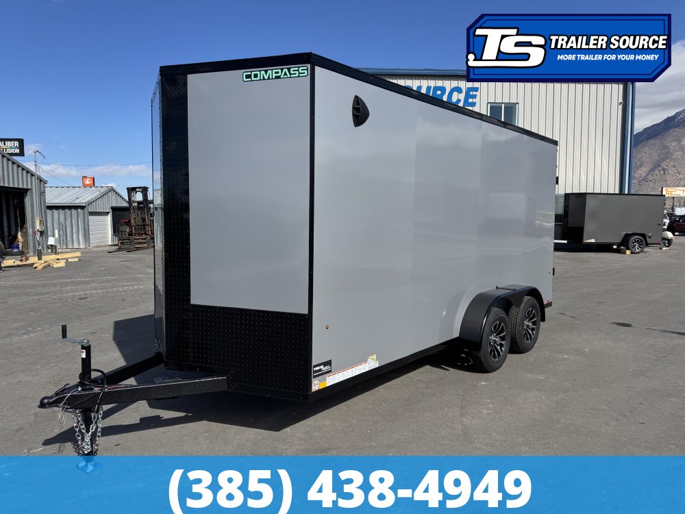 7x16 Compass Indigo DLX Enclosed Cargo Trailer - 7'0" Interior - 7K GVWR - .080 PolyCor, Alloy Wheels, Black Out Package