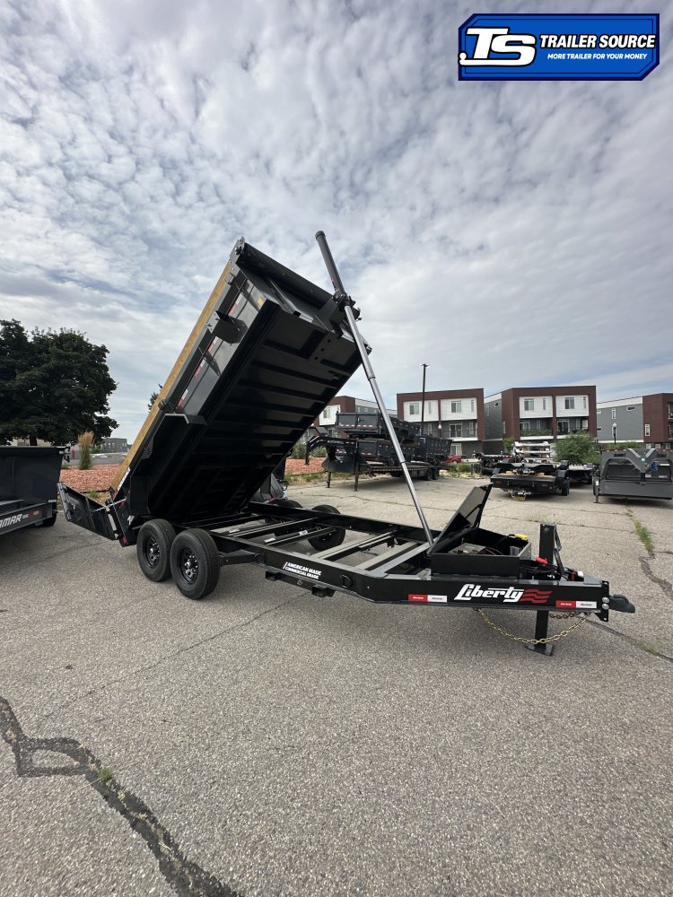 7x14 Liberty LD Dump Trailer - 24" Sides - 15.4K GVWR - 2 Tone Color, 7 Gauge Floor, Board Brackets, Fork Holders, Telescopic
