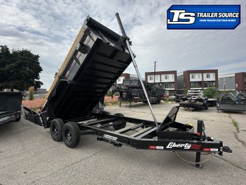 7x14 Liberty LD Dump Trailer - 24" Sides - 15.4K GVWR - 2 Tone Color, 7 Gauge Floor, Board Brackets, Fork Holders, Telescopic