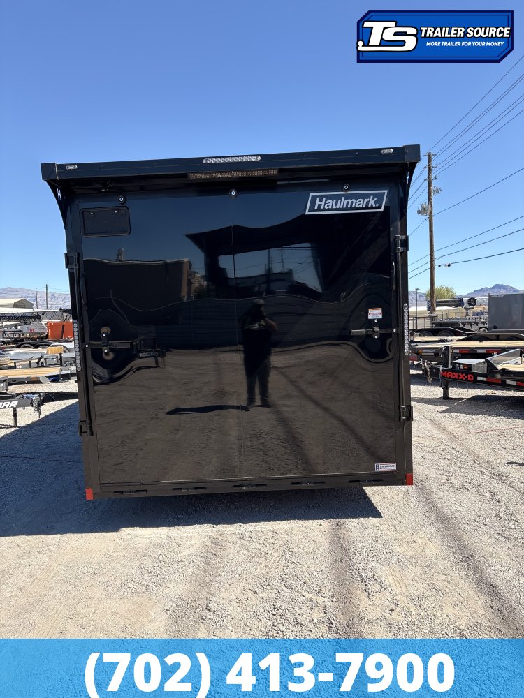 8.5x24 Haulmark Heat Enclosed Car Hauler Trailer - 7'6" Interior - 10K GVWR - .080 PolyCor, 2 Tone Color, Black Out Package, Rear Spoiler w/ Load Lights