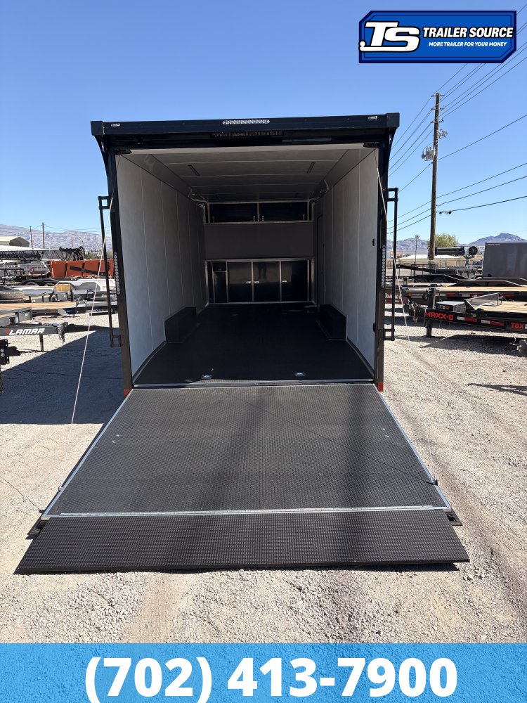 8.5x24 Haulmark Heat Enclosed Car Hauler Trailer - 7'6" Interior - 10K GVWR - .080 PolyCor, 2 Tone Color, Black Out Package, Rear Spoiler w/ Load Lights