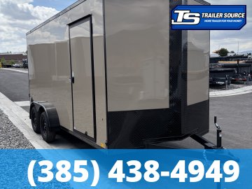 7x16 Pace American Outback DLX Enclosed Cargo Trailer - 7'0" Interior - 7K GVWR - .080 PolyCor, Black Out Package, D-Rings