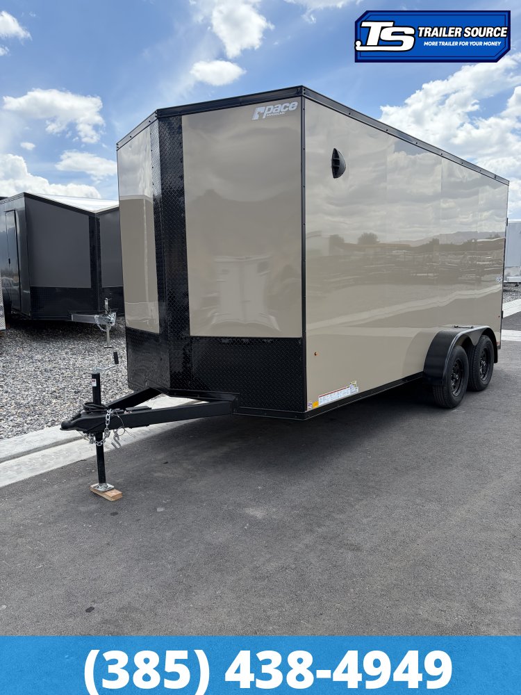 7x16 Pace American Outback DLX Enclosed Cargo Trailer - 7'0" Interior - 7K GVWR - .080 PolyCor, Black Out Package, D-Rings