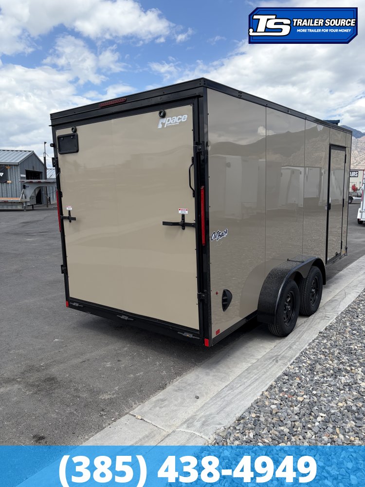 7x16 Pace American Outback DLX Enclosed Cargo Trailer - 7'0" Interior - 7K GVWR - .080 PolyCor, Black Out Package, D-Rings