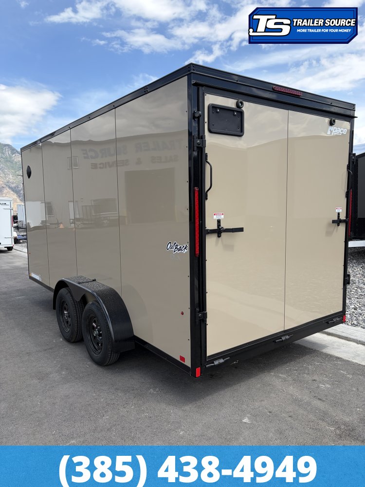 7x16 Pace American Outback DLX Enclosed Cargo Trailer - 7'0" Interior - 7K GVWR - .080 PolyCor, Black Out Package, D-Rings