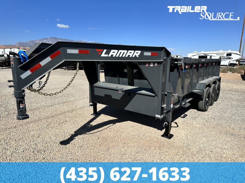 7x16 Lamar DT Telescoping Gooseneck 36" Sides 21K Dump Trailer