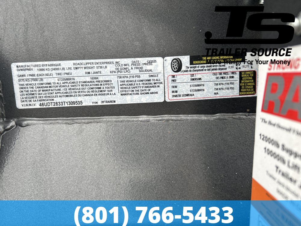 7x28 Diamond C HDT-GN 307 Gooseneck Tilt Trailer - 24K GVWR -