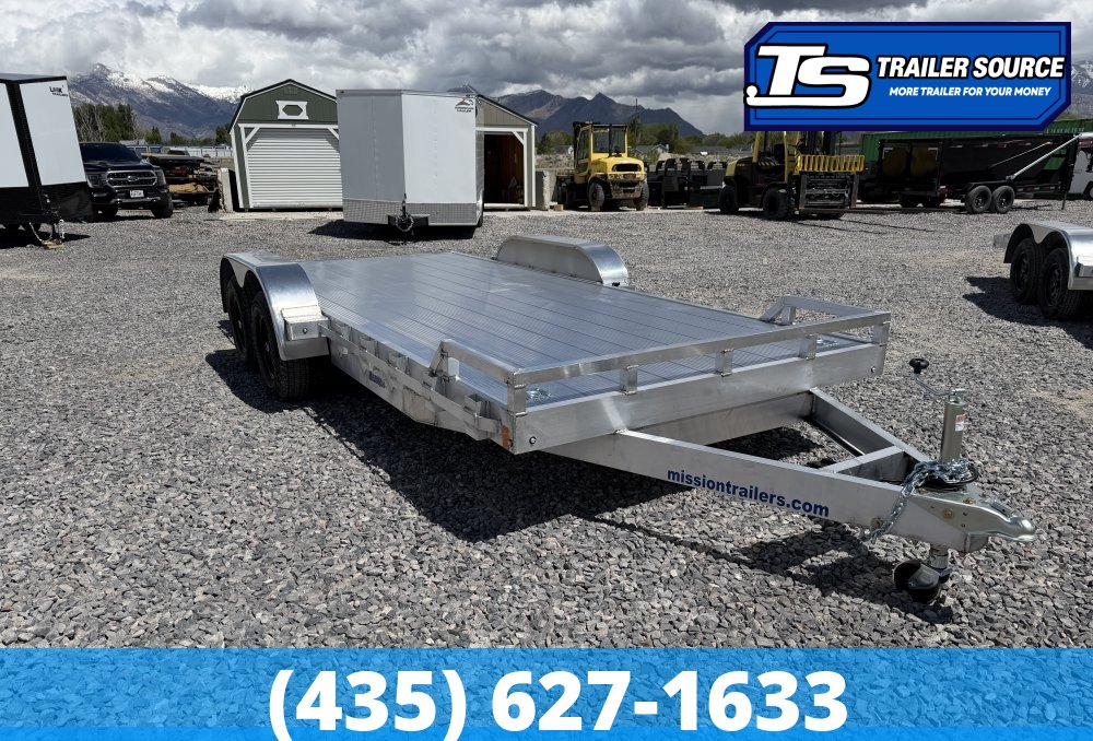 7x18 Alcom Open Car Hauler Aluminum Aluminum Trailer - 10K GVWR -