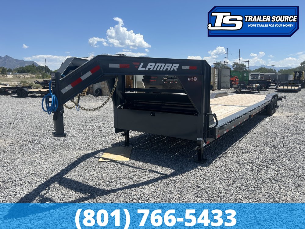 8.5x36 Lamar H8 Gooseneck Wide Body w/ Drive Over Fenders Equipment Trailer - 14K GVWR -