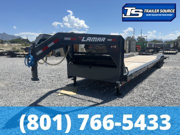 8.5x36 Lamar H8 Gooseneck Wide Body w/ Drive Over Fenders Equipment Trailer - 14K GVWR -