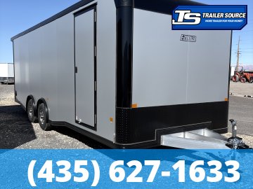 8.5x24 Alcom EZ Hauler Premium Aluminum Enclosed Car Hauler Trailer - 10K GVWR - .080 PolyCor, Alloy Wheels, Black Out Package, Finished Interior, Ramp Door, Rear Spoiler w/ Load L