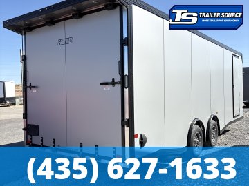 8.5x24 Alcom EZ Hauler Premium Aluminum Enclosed Car Hauler Trailer - 10K GVWR - .080 PolyCor, Alloy Wheels, Black Out Package, Finished Interior, Ramp Door, Rear Spoiler w/ Load L