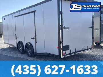 8.5x24 Alcom EZ Hauler Premium Aluminum Enclosed Car Hauler Trailer - 10K GVWR - .080 PolyCor, Alloy Wheels, Black Out Package, Finished Interior, Ramp Door, Rear Spoiler w/ Load L