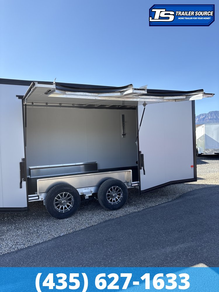 8.5x24 Alcom EZ Hauler Premium Aluminum Enclosed Car Hauler Trailer - 10K GVWR - .080 PolyCor, Alloy Wheels, Black Out Package, Finished Interior, Ramp Door, Rear Spoiler w/ Load L