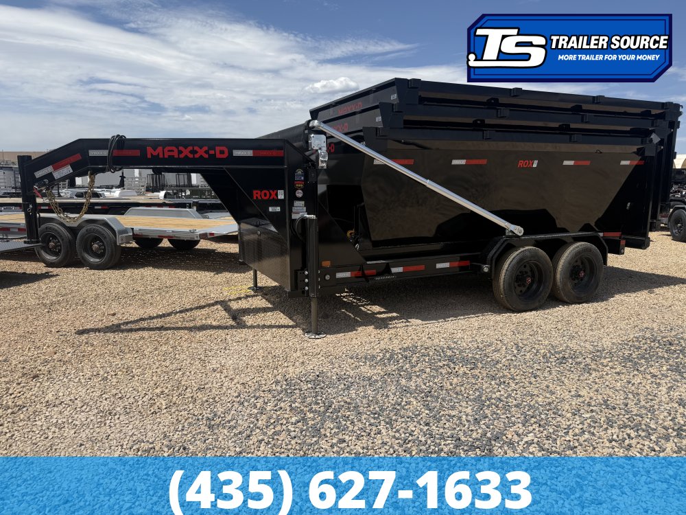 Maxx-D ROX Gooseneck 7x14 ft Roll Off Trailer  17.5K GVWR Electric Tarp