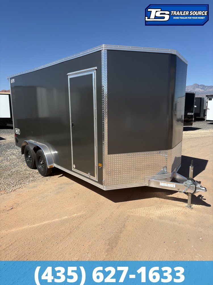 7.5x16 Alcom EZ Hauler XLT Aluminum Enclosed Cargo Trailer - 7'0" Interior - 7K GVWR - .080 PolyCor, Rear Spoiler w/ Load Lights, Translucent Roof