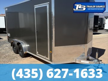 7.5x16 Alcom EZ Hauler XLT Aluminum Enclosed Cargo Trailer - 7'0" Interior - 7K GVWR - .080 PolyCor, Rear Spoiler w/ Load Lights, Translucent Roof