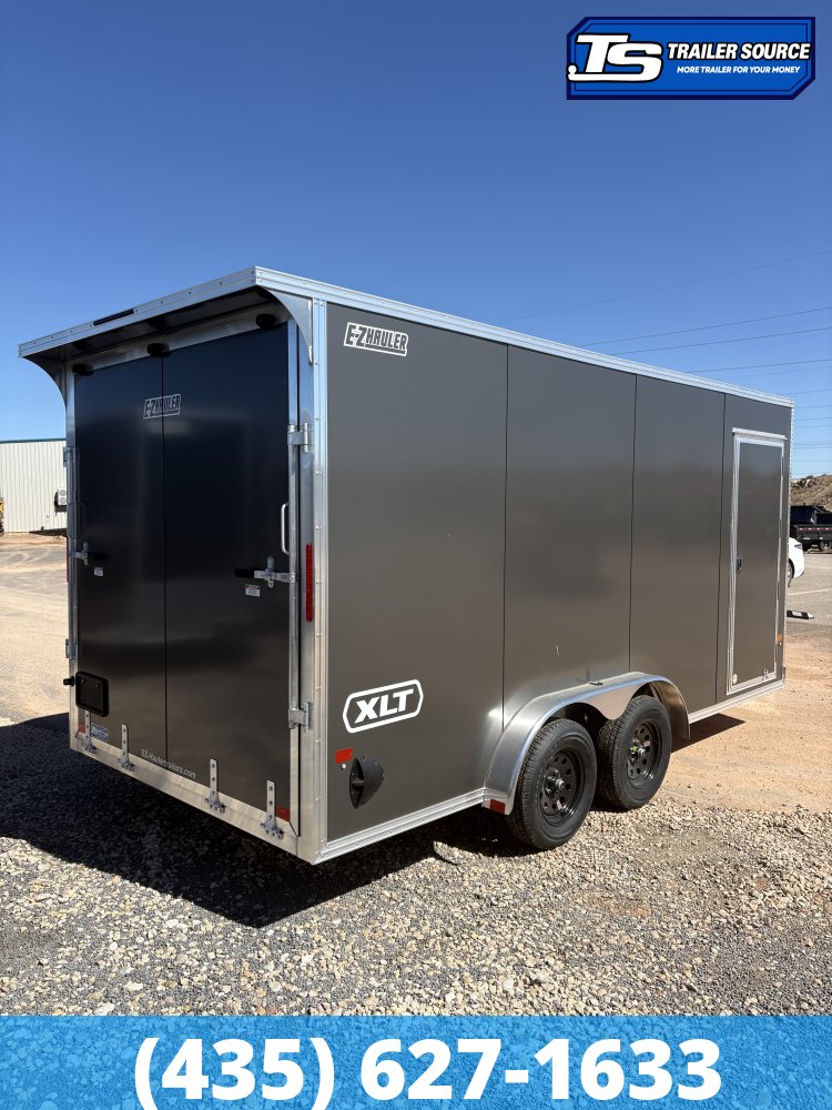 7.5x16 Alcom EZ Hauler XLT Aluminum Enclosed Cargo Trailer - 7'0" Interior - 7K GVWR - .080 PolyCor, Rear Spoiler w/ Load Lights, Translucent Roof