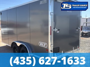 7.5x16 Alcom EZ Hauler XLT Aluminum Enclosed Cargo Trailer - 7'0" Interior - 7K GVWR - .080 PolyCor, Rear Spoiler w/ Load Lights, Translucent Roof