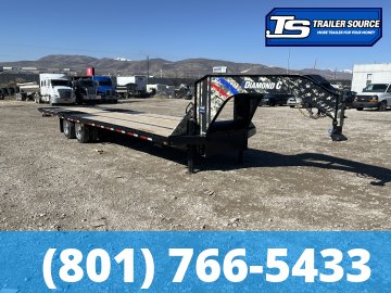8.5x32 Diamond C FMAX-HDT 212 Gooseneck Hydraulic Dovetail Equipment Trailer - 25.9K GVWR - 17.5" HD Wheels, 18 Ply Tires, Aluminum Outer Wheels, Custom Graphics, Hydraulic Jack(s)