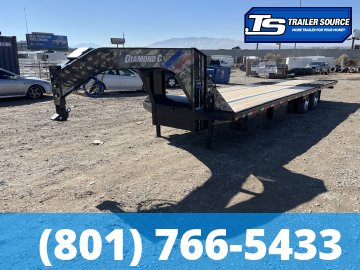 8.5x32 Diamond C FMAX-HDT 212 Gooseneck Hydraulic Dovetail Equipment Trailer - 25.9K GVWR - 17.5" HD Wheels, 18 Ply Tires, Aluminum Outer Wheels, Custom Graphics, Hydraulic Jack(s)
