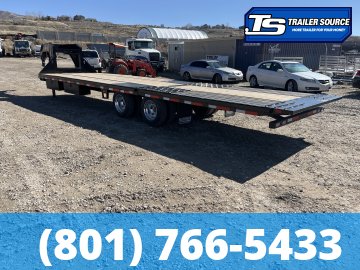 8.5x32 Diamond C FMAX-HDT 212 Gooseneck Hydraulic Dovetail Equipment Trailer - 25.9K GVWR - 17.5" HD Wheels, 18 Ply Tires, Aluminum Outer Wheels, Custom Graphics, Hydraulic Jack(s)