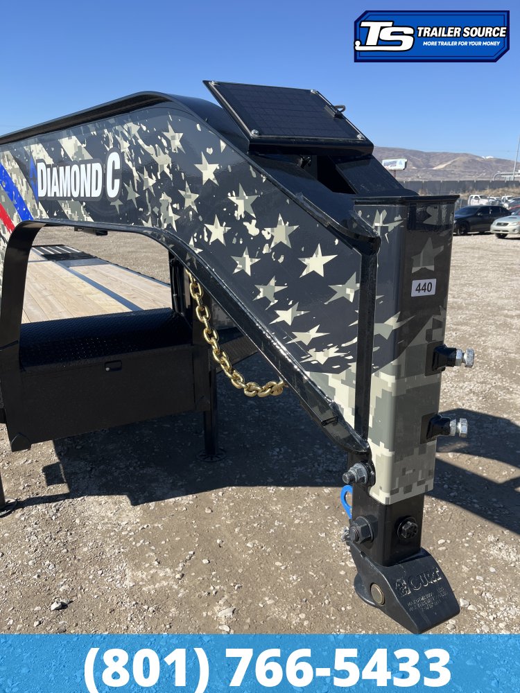 8.5x32 Diamond C FMAX-HDT 212 Gooseneck Hydraulic Dovetail Equipment Trailer - 25.9K GVWR - 17.5" HD Wheels, 18 Ply Tires, Aluminum Outer Wheels, Custom Graphics, Hydraulic Jack(s)