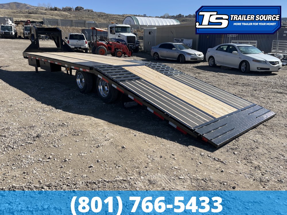 8.5x32 Diamond C FMAX-HDT 212 Gooseneck Hydraulic Dovetail Equipment Trailer - 25.9K GVWR - 17.5" HD Wheels, 18 Ply Tires, Aluminum Outer Wheels, Custom Graphics, Hydraulic Jack(s)